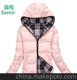 代加工厂家清仓森马女装羽绒服外套批发 学生装两面穿连帽库存
